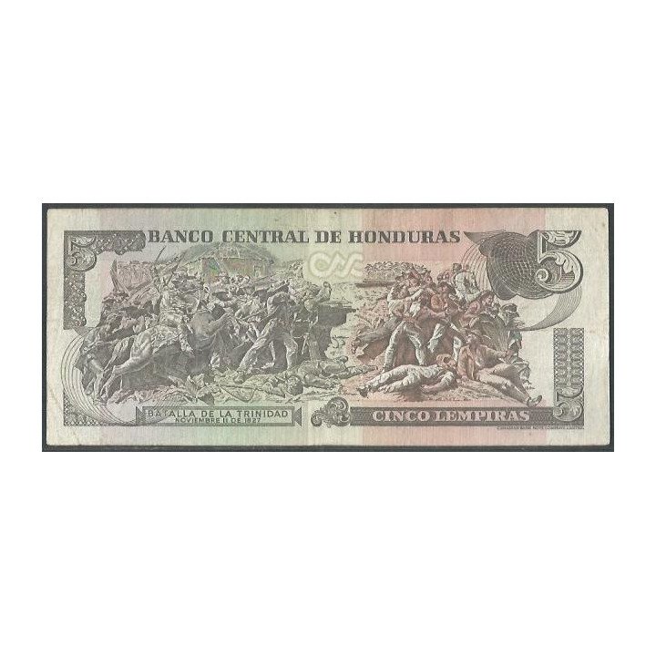 Honduras 5 Lempiras 26 Ago 2004 P85d reverso