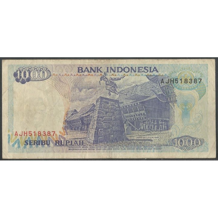 Indonesia 1.000 Rupias 1992 (99) P129h reverso