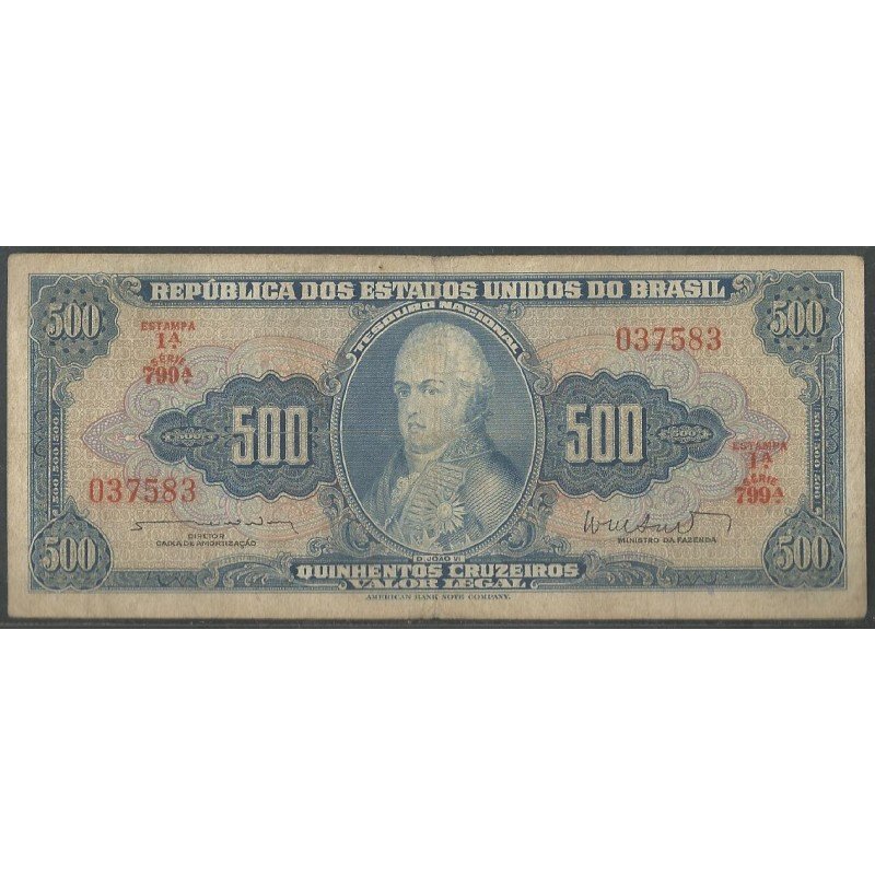 Brasil, 500 Cruzeiros ND1962 Firma 11 P172b