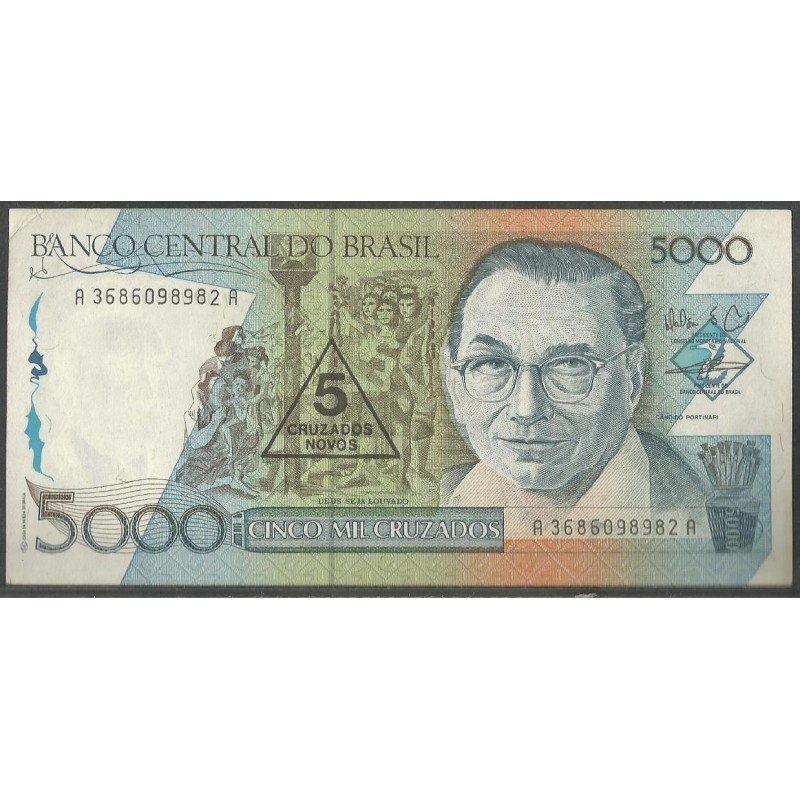 Brasil, 5 Cruzados Nuevos ND1989 P217b