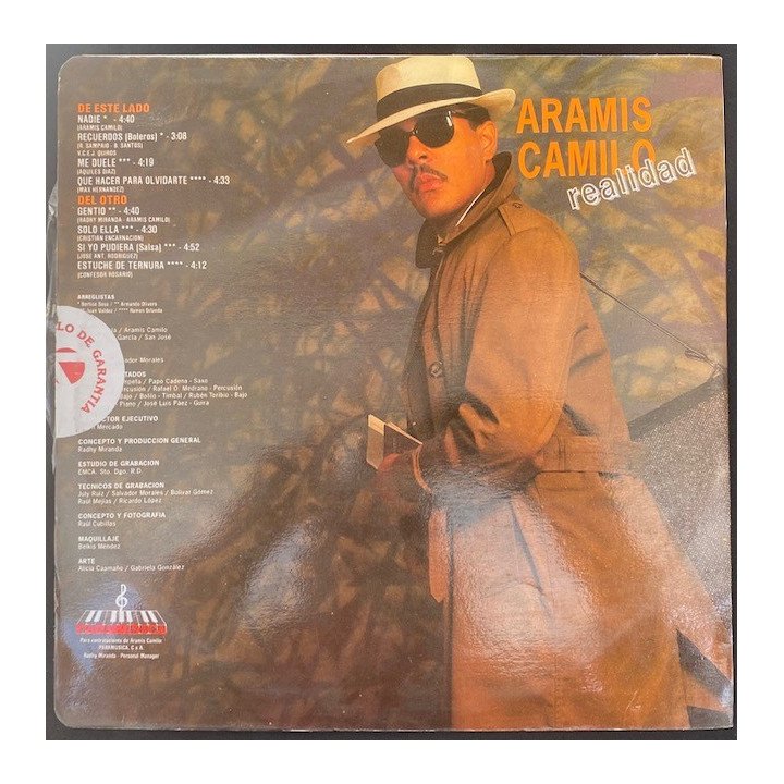 Aramis Camilo Realidad - Colombia 1992 reverso