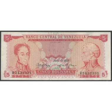 Venezuela, 5 Bolivares 11 Abr 1972 R 7 Dig P50f