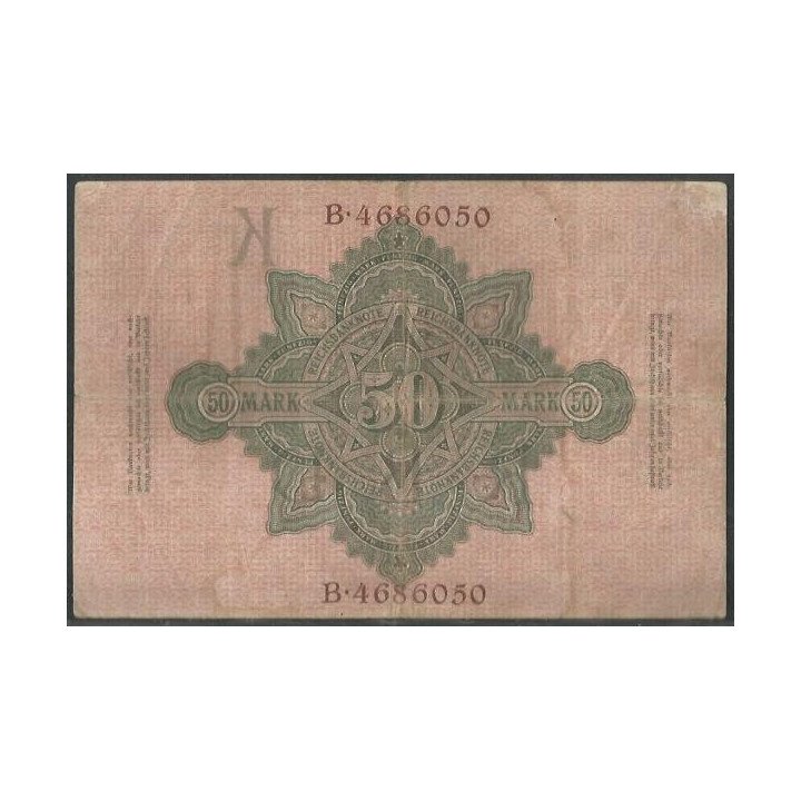 Alemania 50 Mark 21 Abr 1910 P41 reverso