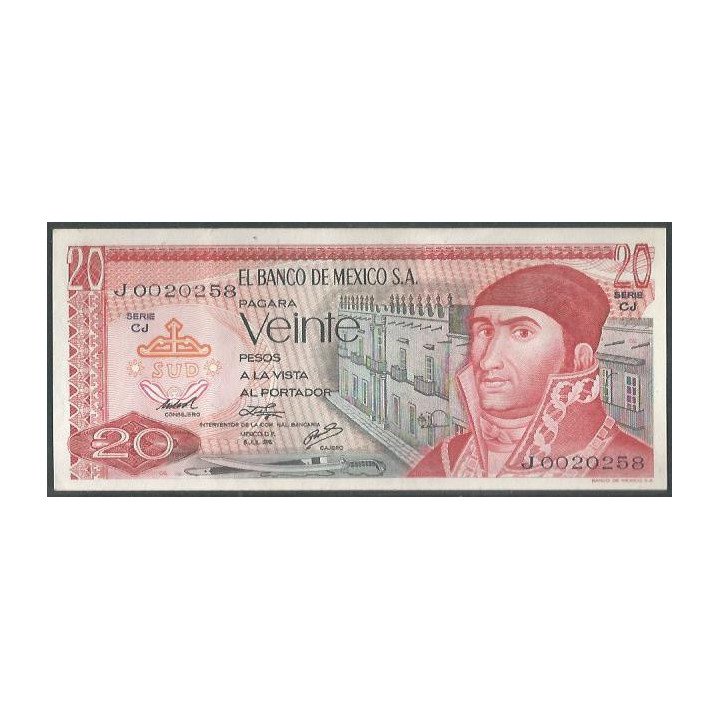 Mexico 20 Pesos 8 Jul 1976 Serie CJ P64c