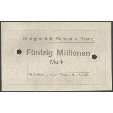 Alemania - Giengen A. Brenz, 50.000.000 Mark 11 Oct 1923