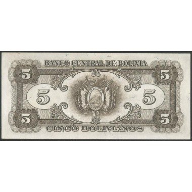 Bolivia, 5 Bolivianos L 20 Dic 1945 Serie B P138a