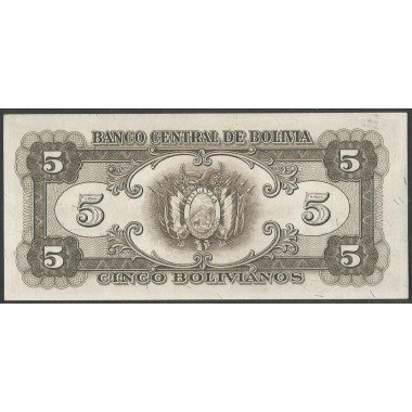 Bolivia, 5 Bolivianos L 20 Dic 1945 Serie F P138a