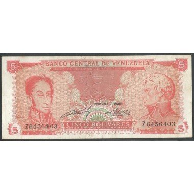 Venezuela, 5 Bolivares 21 Sep 1989 Z 7 Dig P70a