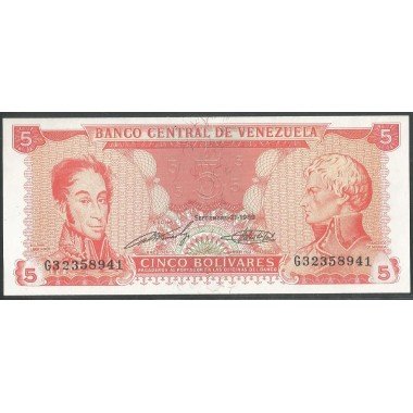 Venezuela, 5 Bolivares 21 Sep 1989 G 8 Dig P70b