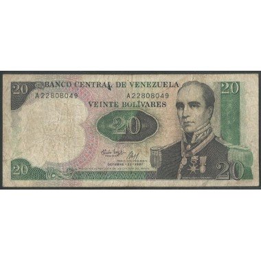 Venezuela, 20 Bolivares 20 Oct 1987 A 8 Dig P71