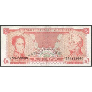 Venezuela, 5 Bolivares 21 Sep 1989 K 8 Dig P70b