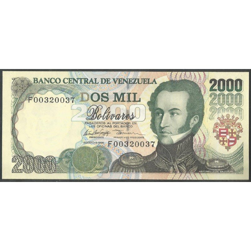 Venezuela, 2.000 Bolivares 6 Ago 1998 F 8 Dig P77c