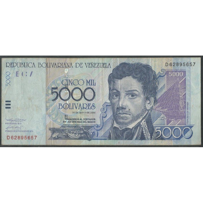 Venezuela, 5.000 Bolivares 25 May 2004 D 8 Dig P84c