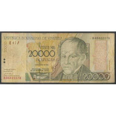 Venezuela, 20.000 Bolivares 13 Ago 2002 B 8 Dig P86b