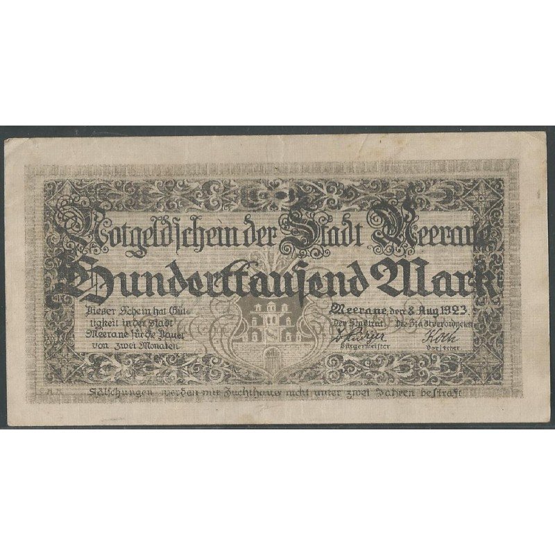 Alemania - Meerane, 100.000 Mark 8 Ago 1923