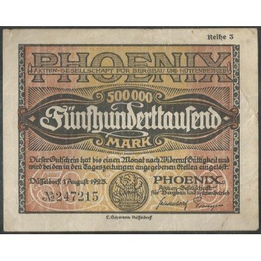 Alemania - Phoenix, 500.000 Mark 1 Ago 1923