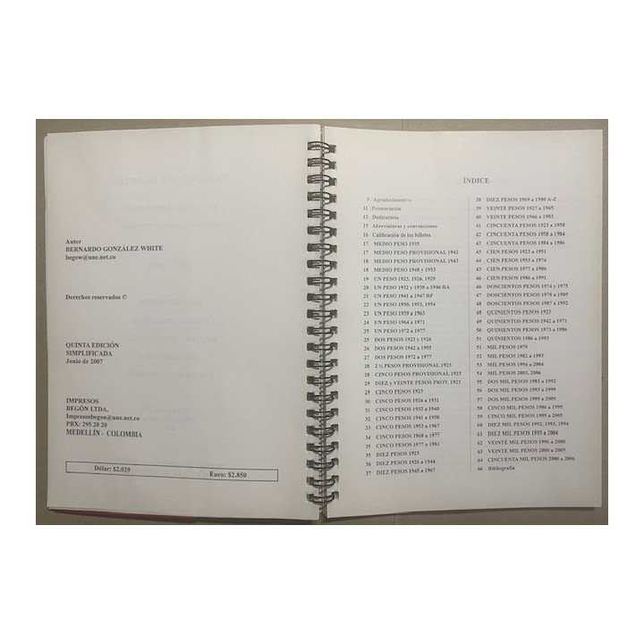 Catalogo de Billetes Banco de la Republica 1923-2007 - Bernardo Gonzalez White reverso