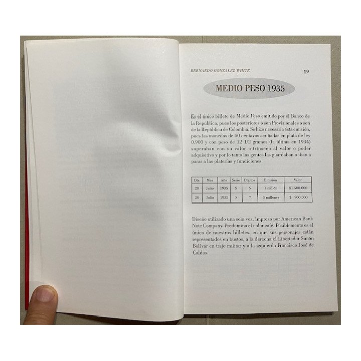 Catalogo de Billetes Banco de la Republica 1923-1997 - Bernardo Gonzalez White reverso