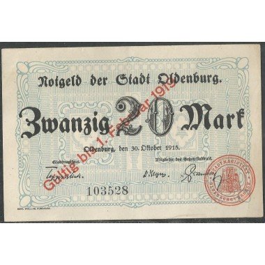 Alemania - Oldenburg 20 Mark 30 Oct 1918