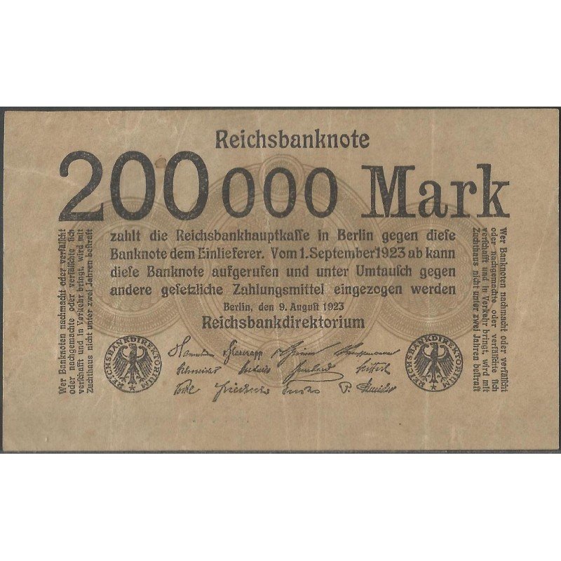 Alemania, 200.000 Mark 9 Ago 1923 P100