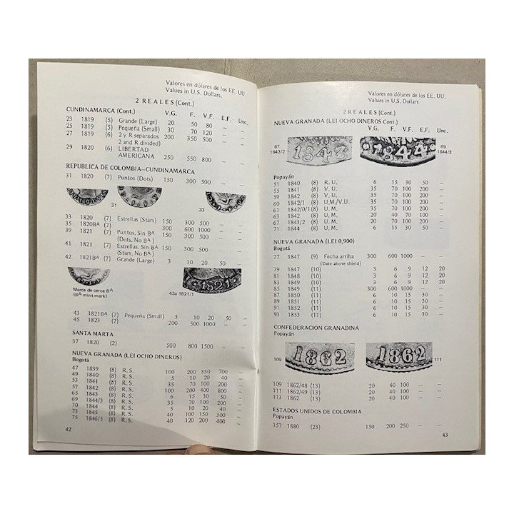 Catalogo 2 Reales 2 Decimos Y 20 Centavos 1811-1982 - Jorge Emilio Restrepo reverso