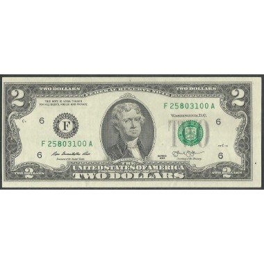 Estados Unidos, 2 Dollars 2013 F P538 Descentrada