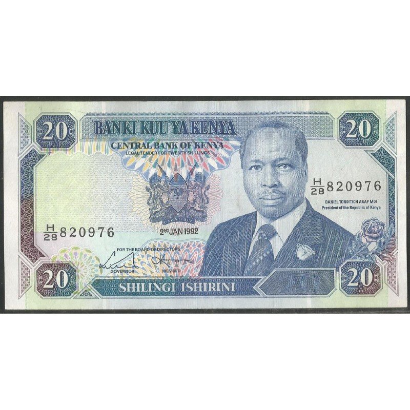 Kenya, 20 Shillings 2 Ene 1992 P25e