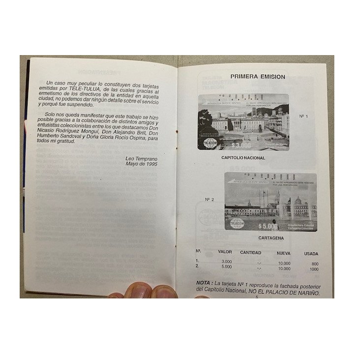 Tarjetas Telefonicas de Colombia Teletarjetas - Leo Temprano reverso