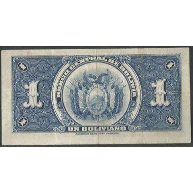 Bolivia, 1 Boliviano L 20 Jul 1928 Serie D P119a