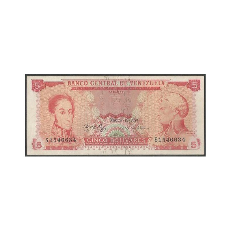 Venezuela, 5 Bolivares 13 Mar 1973 S 7 Dig P50g
