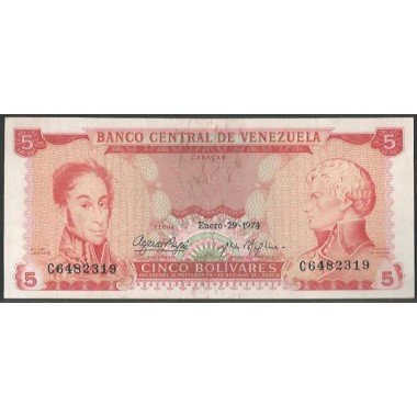 Venezuela, 5 Bolivares 29 Ene 1974 C 7 Dig P50h