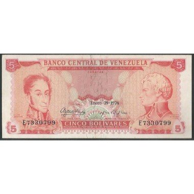 Venezuela, 5 Bolivares 29 Ene 1974 E 7 Dig P50h