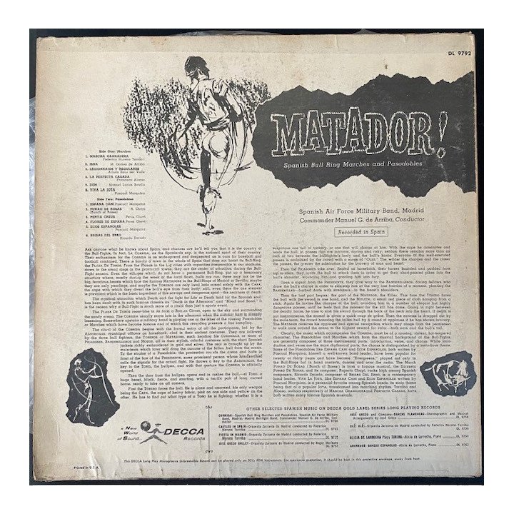 Spanish Air Force Military Band Matador - Usa reverso