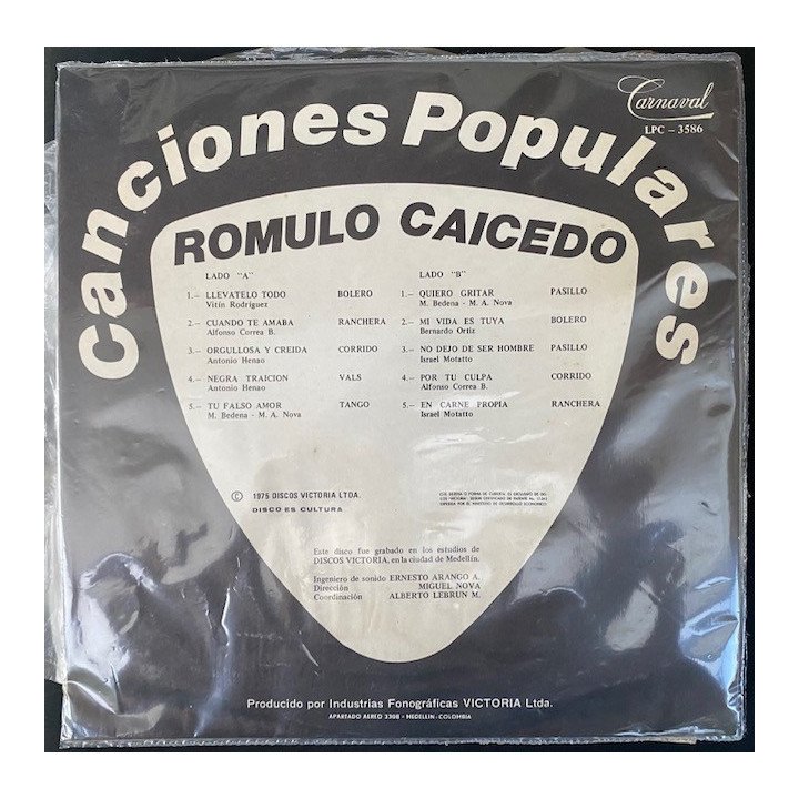 Romulo Caicedo Canciones populares - Colombia 1975 reverso