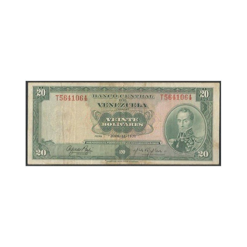 Venezuela, 20 Bolivares 22 Jun 1971 T7 P52a