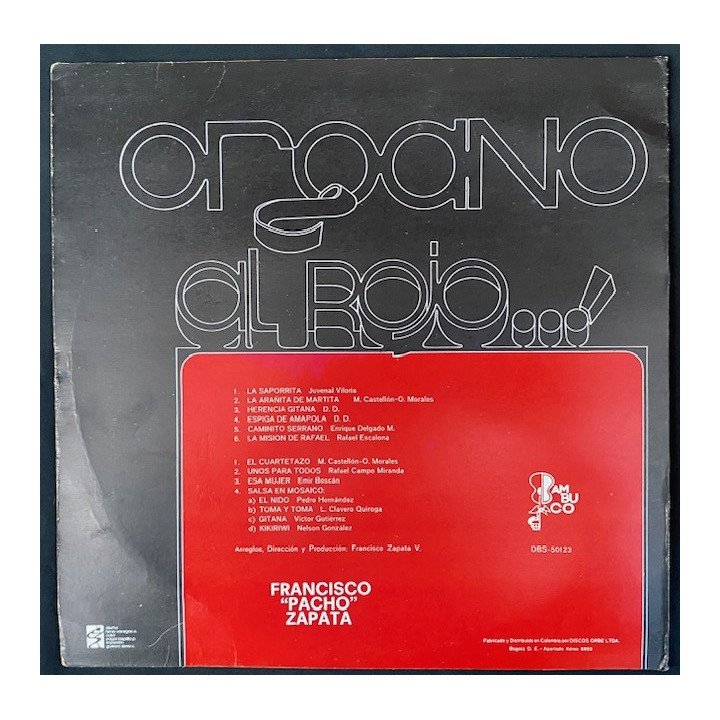 Francisco "Pacho" Zapata Organo al rojo - Colombia reverso