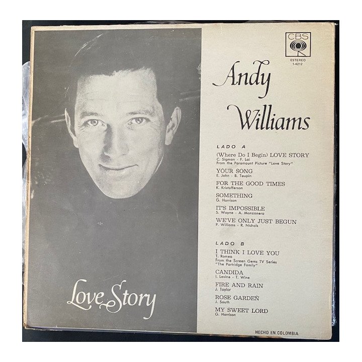 Andy Williams - Love Story - Colombia reverso