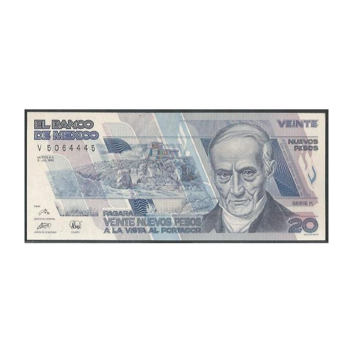 Mexico 20 Nuevos Pesos 31 Jul 1992 Serie k P96