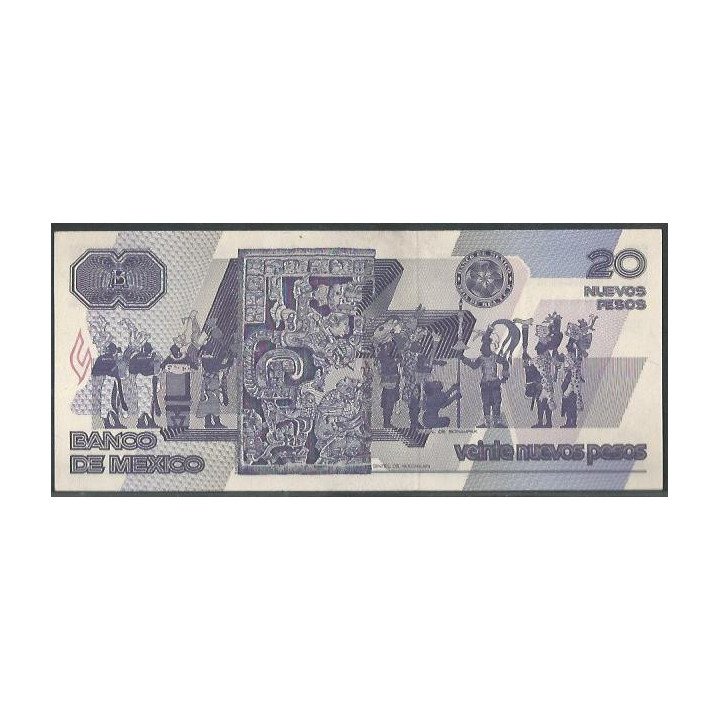 Mexico 20 Nuevos Pesos 31 Jul 1992 Serie k P96 reverso