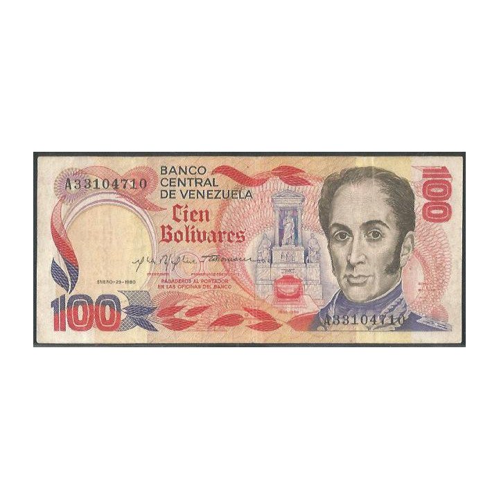 Venezuela 100 Bolivares 29 Ene 1980 A 8 Dig P59a