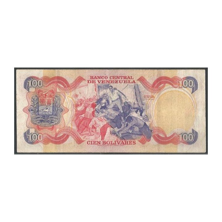 Venezuela 100 Bolivares 29 Ene 1980 A 8 Dig P59a reverso