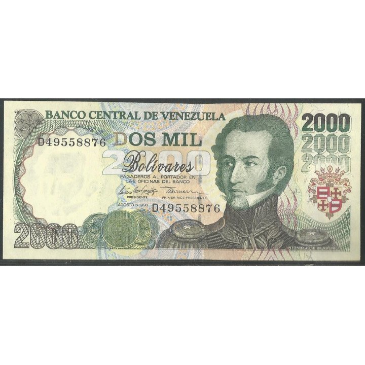 Venezuela 2.000 Bolivares 6 Ago 1998 D 8 Dig P77c