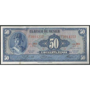 Mexico, 50 Pesos 10 May 1967 Serie BEG P49q