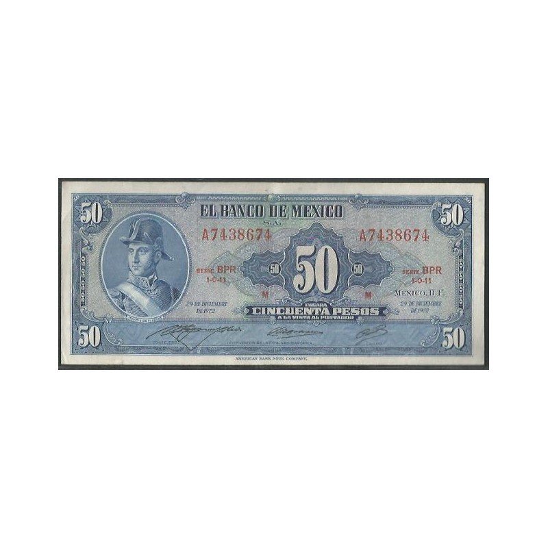 Mexico, 50 Pesos 29 Dic 1972 Serie BPR P49u