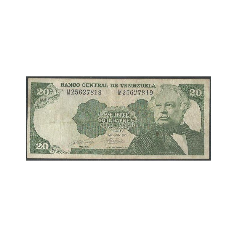 Venezuela, 20 Bolivares 31 May 1990 M 8 Dig P63c