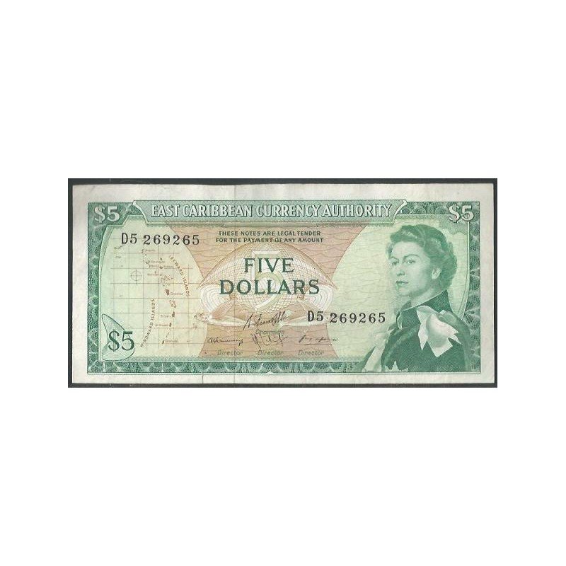 Estados del Caribe Oriental, 5 Dollars ND1965 Firma 10 P14h