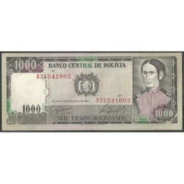 Bolivia 1.000 Pesos Bolivianos D 25 Jun 1982 Serie A P167a