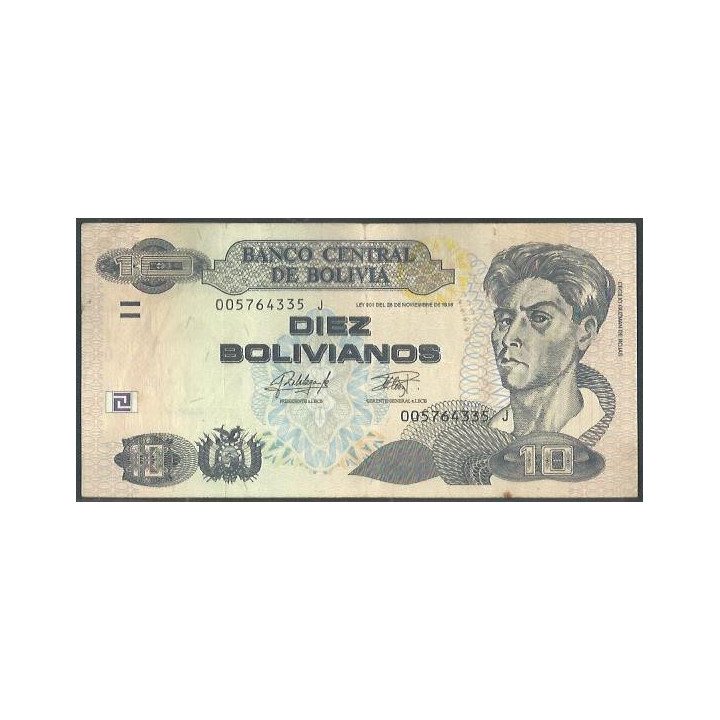 Bolivia 10 Bolivianos L 1986 ND2015 Serie J P243