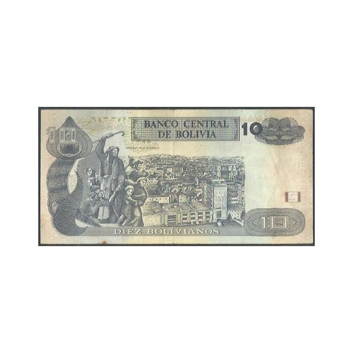 Bolivia 10 Bolivianos L 1986 ND2015 Serie J P243 reverso
