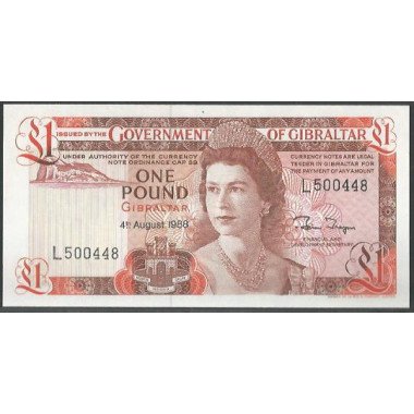 Gibraltar, 1 Pound 4 Ago 1988 P20e